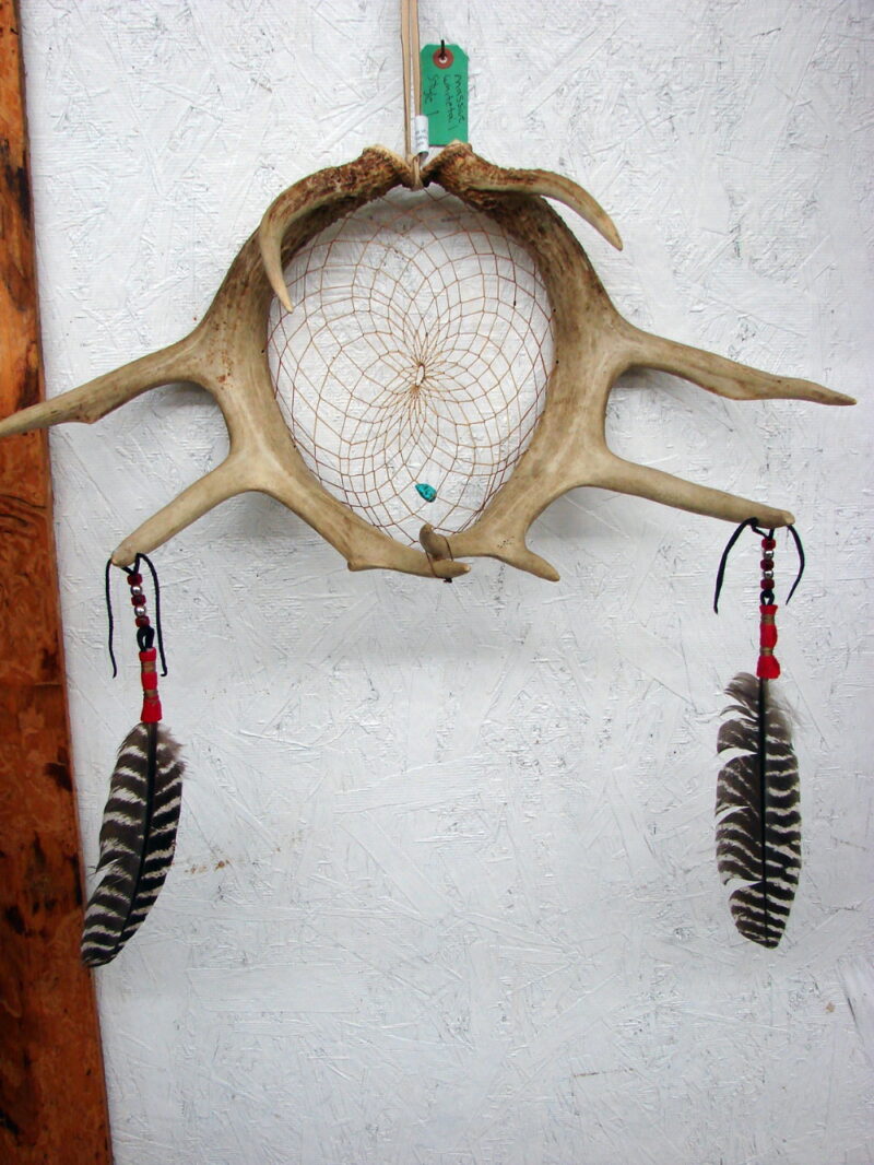 Authentic Native American Indian Spirit Dream Catcher Deer Antler Turkey Feather Point, Moose-R-Us.Com Log Cabin Decor