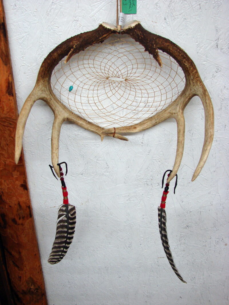 Authentic Native American Indian Spirit Dream Catcher Deer Antler Turkey Feather Point, Moose-R-Us.Com Log Cabin Decor