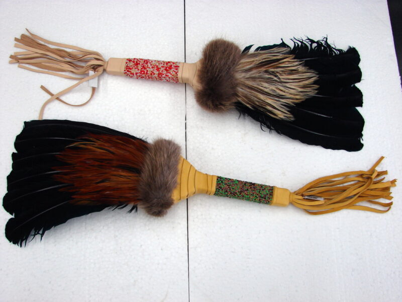 Deluxe Authentic Native American Muscogee Creek Indian Prayer Smudge Feather Fan, Moose-R-Us.Com Log Cabin Decor