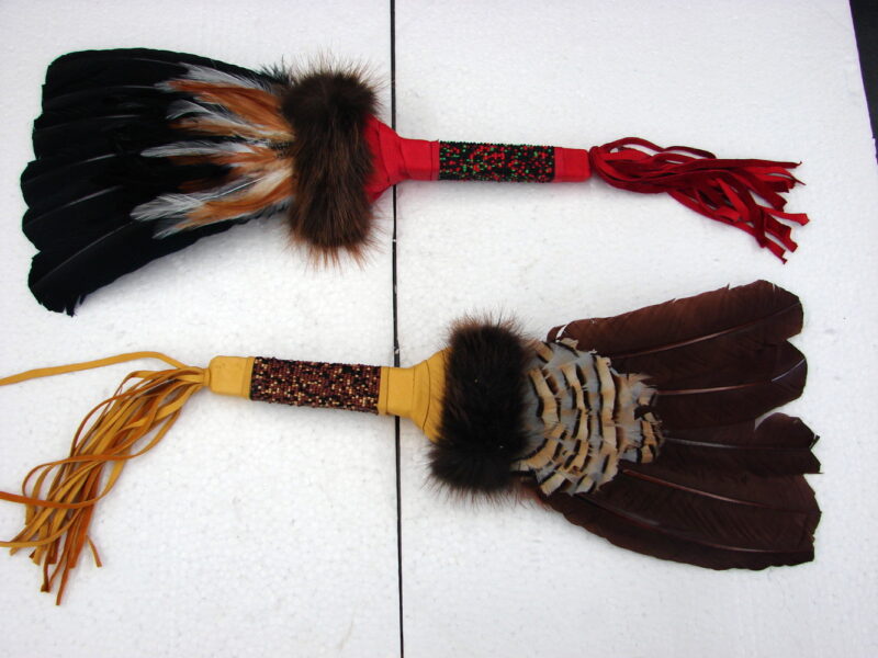 Deluxe Authentic Native American Muscogee Creek Indian Prayer Smudge Feather Fan, Moose-R-Us.Com Log Cabin Decor