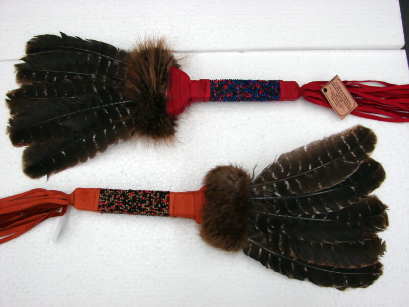 Deluxe Authentic Native American Muscogee Creek Indian Prayer Smudge Feather Fan, Moose-R-Us.Com Log Cabin Decor