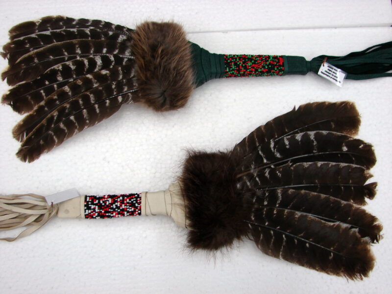 Deluxe Authentic Native American Muscogee Creek Indian Prayer Smudge Feather Fan, Moose-R-Us.Com Log Cabin Decor