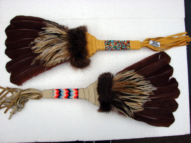 Deluxe Authentic Native American Muscogee Creek Indian Prayer Smudge Feather Fan, Moose-R-Us.Com Log Cabin Decor