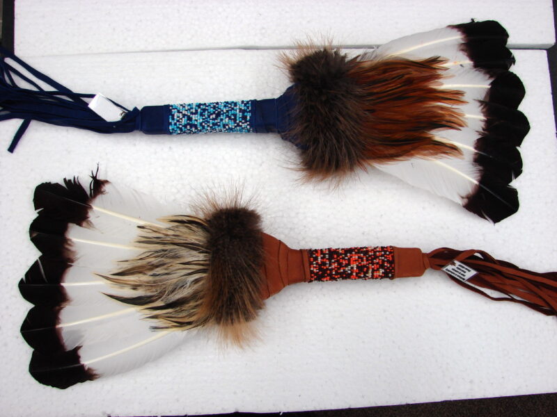 Deluxe Authentic Native American Muscogee Creek Indian Prayer Smudge Feather Fan, Moose-R-Us.Com Log Cabin Decor