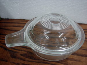 Vintage PYREX 601 Clear Glass Grab It Handled Ramekin with Lid