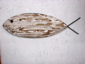 Rustic Distressed Wood Iron Wall Fish Fishing Cottage Cabin Decor