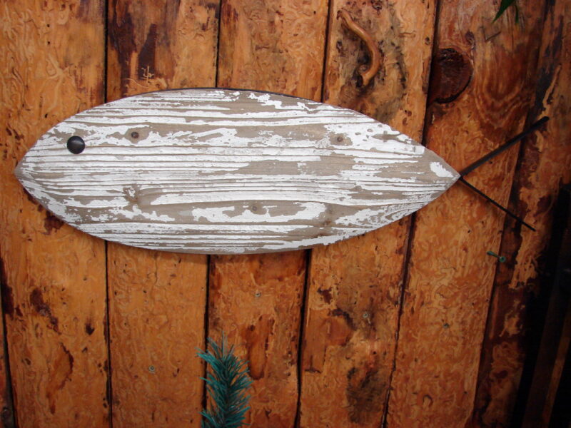 Rustic Distressed Wood Iron Wall Fish Fishing Cottage Cabin Decor, Moose-R-Us.Com Log Cabin Decor