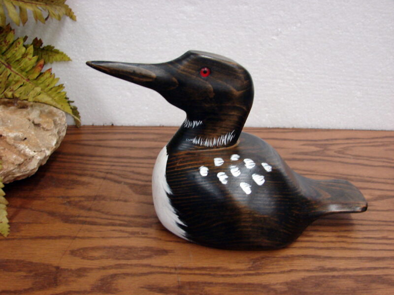 David Koenen Wood Carved Chunky Folk Art Common Loon Decoy, Moose-R-Us.Com Log Cabin Decor