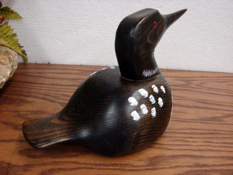 David Koenen Wood Carved Chunky Folk Art Common Loon Decoy, Moose-R-Us.Com Log Cabin Decor