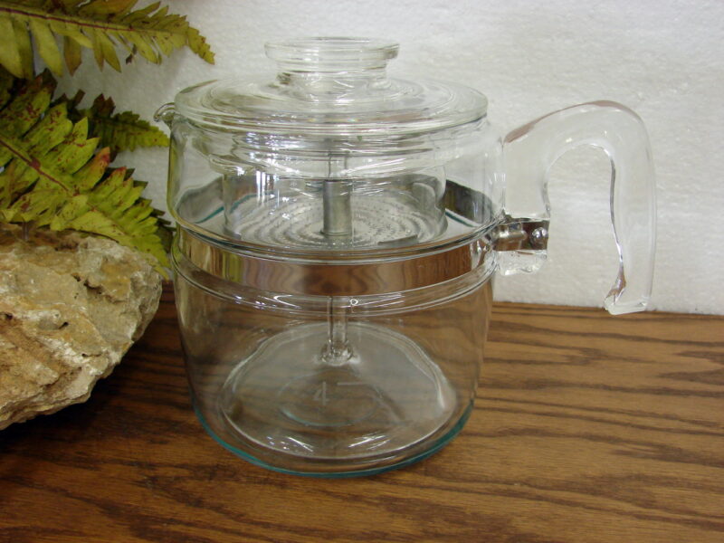 Brand New Vintage Pyrex 7756 Flameware Glass Coffee Percolator Pot 6 Cup, Moose-R-Us.Com Log Cabin Decor