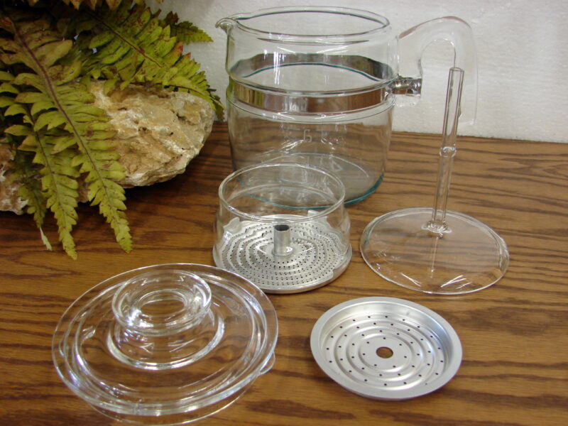 Brand New Vintage Pyrex 7756 Flameware Glass Coffee Percolator Pot 6 Cup, Moose-R-Us.Com Log Cabin Decor