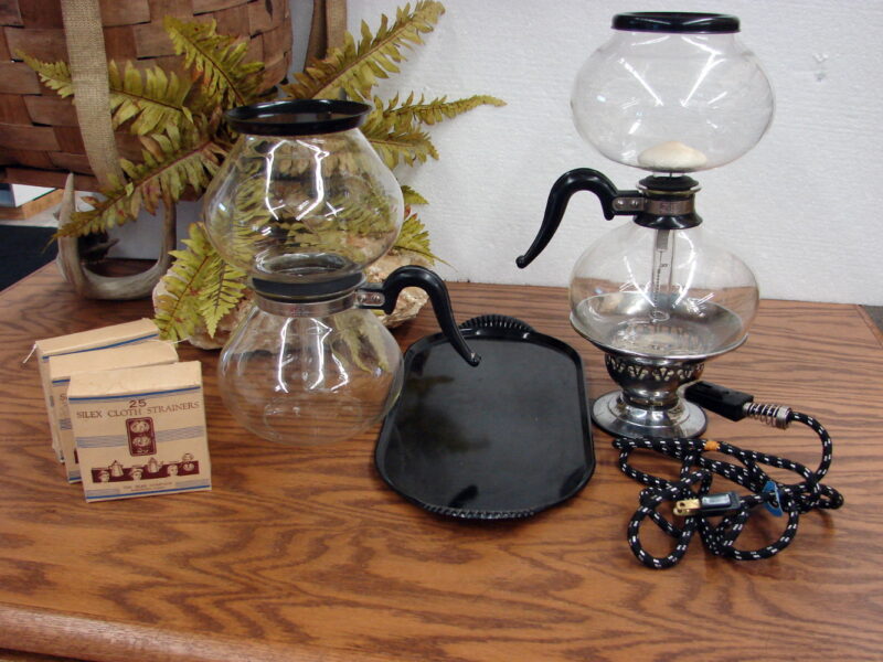 Vintage Silex PYREX Vacuum Double Bubble Glass Coffee Percolator Set, Moose-R-Us.Com Log Cabin Decor