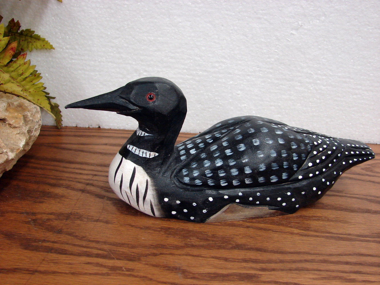 Wood Carved Common Loon Decoy Figurine