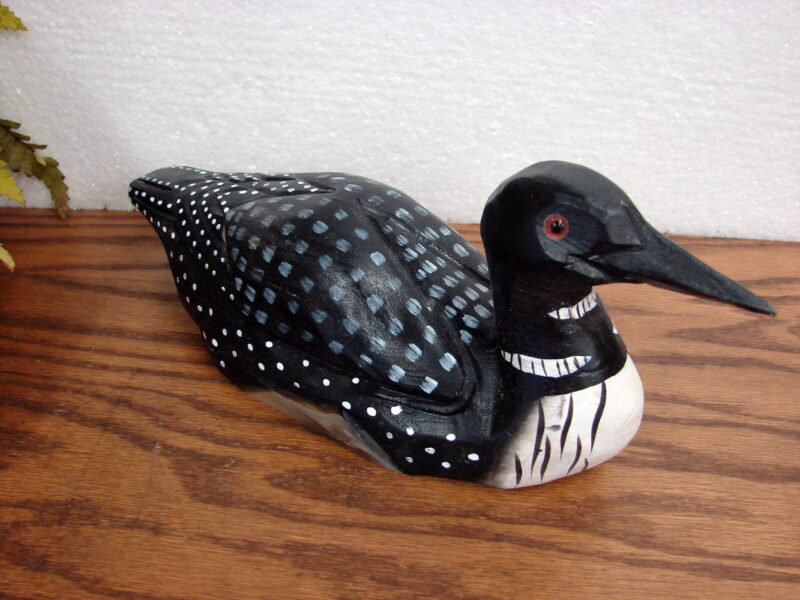 Detailed Wood Carved Common Loon Decoy Figurine 10 1/2, Moose-R-Us.Com Log Cabin Decor