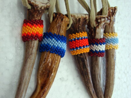 Authentic Native American Indian Ojibwe Real Antler Pipe Tamper Beaded Necklace