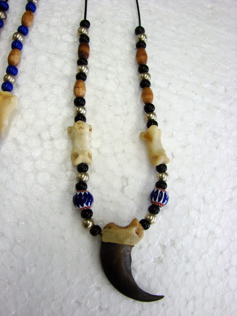Authentic Native American Indian Ojibwe Real Bear Claw Knuckle Glass Chevron Bead Necklace, Moose-R-Us.Com Log Cabin Decor