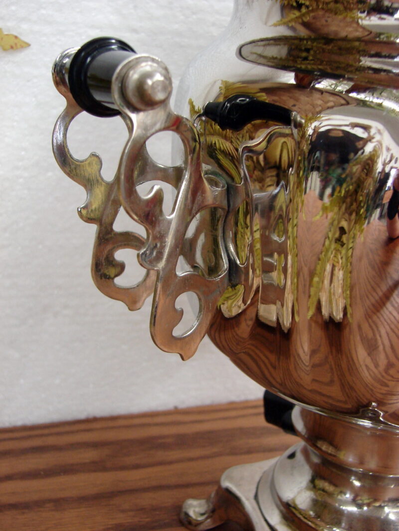 Vintage Russian Traditional Electric Nickle Samovar Tea Burner Coffee Urn Decor, Moose-R-Us.Com Log Cabin Decor