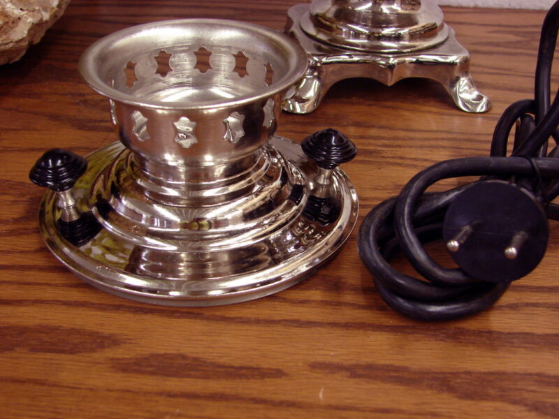 Vintage Russian Traditional Electric Nickle Samovar Tea Burner Coffee Urn Decor, Moose-R-Us.Com Log Cabin Decor
