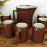 Buckeye 100% Pure Rootbeer Stoneware Pitcher Mug Set Yellowware Redware - Image 2