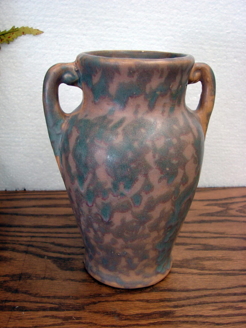 Antique Mottled Stoneware Burley Winter Mauve Double Handled Pottery Vase, Moose-R-Us.Com Log Cabin Decor