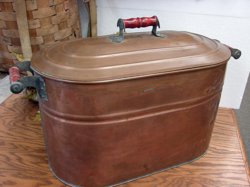 Vintage Revere Ware Copper Boiler with Lid Wash Tub Basin Farmhouse Antique Primitive, Moose-R-Us.Com Log Cabin Decor