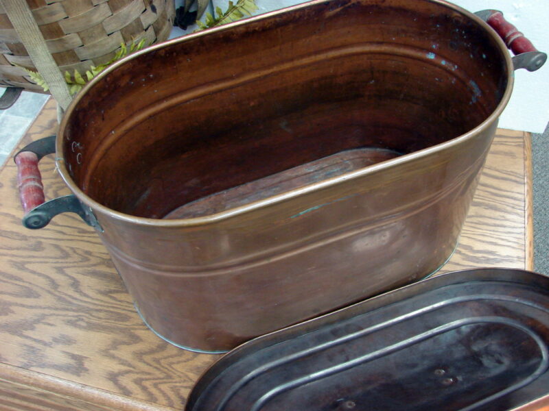 Vintage Revere Ware Copper Boiler with Lid Wash Tub Basin Farmhouse Antique Primitive, Moose-R-Us.Com Log Cabin Decor