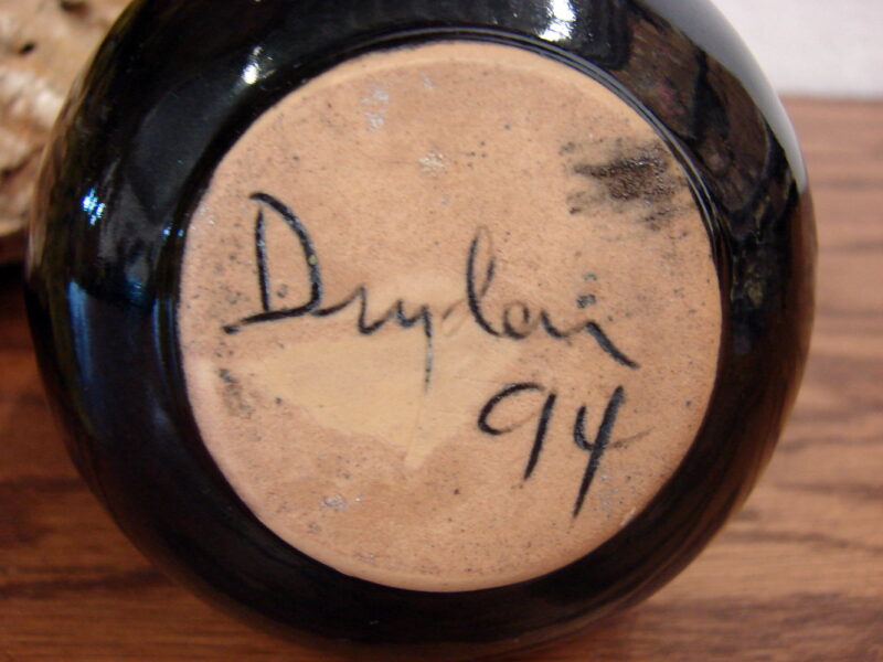 Vintage Dryden Pottery Glossy Black Garrison Dam Miniature Round Pitcher Urn, Moose-R-Us.Com Log Cabin Decor
