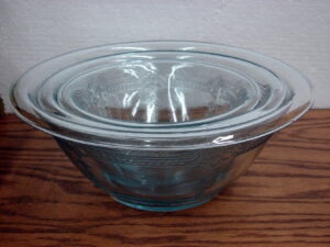 Vintage Fire King Sapphire Blue Philbe Set/3 Nesting Serving Bowls Roll Edge Rim