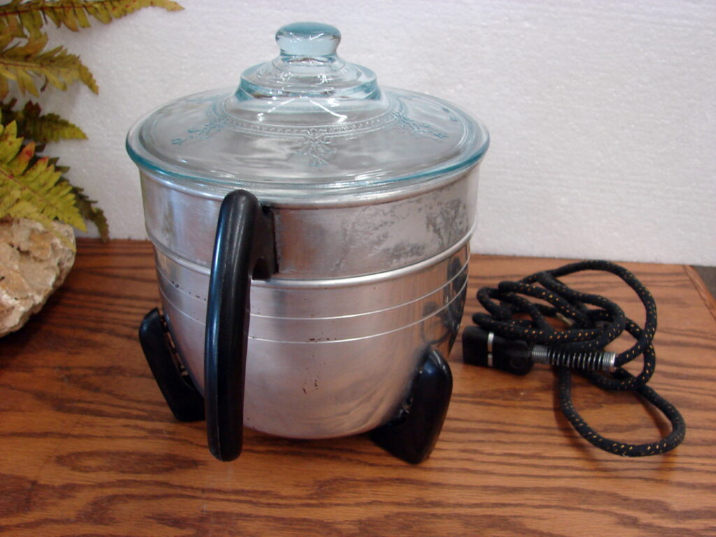 Vintage Fire King Blue Sapphire Popcorn Popper Space Age Log Cabin Decor