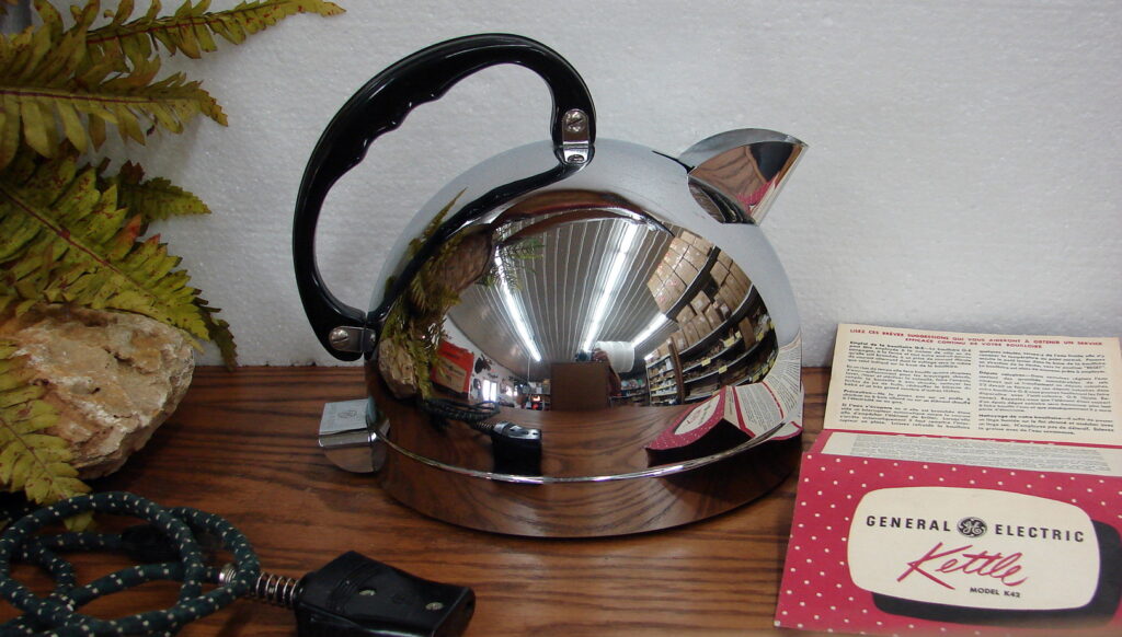 Vintage Retro Round Ball GE Chrome Electric Kettle Water Heater Tea