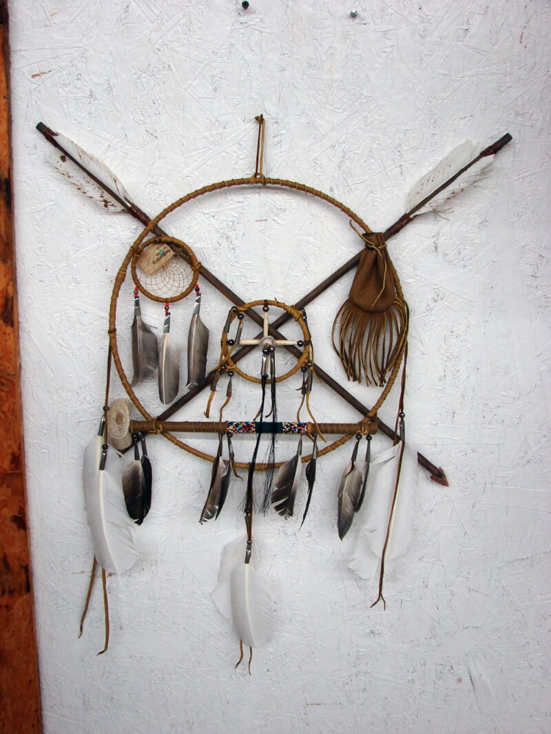 Authentic Native American Indian Navajo Ceremonial Peace Medicine Wheel with Bag, Moose-R-Us.Com Log Cabin Decor