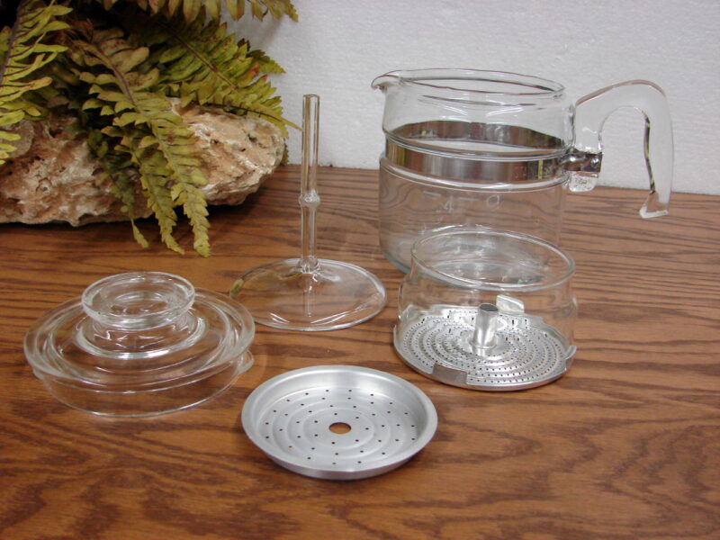 Vintage Pyrex 7754 Flameware Glass Coffee Percolator Pot 4 Cup Amish Estate, Moose-R-Us.Com Log Cabin Decor