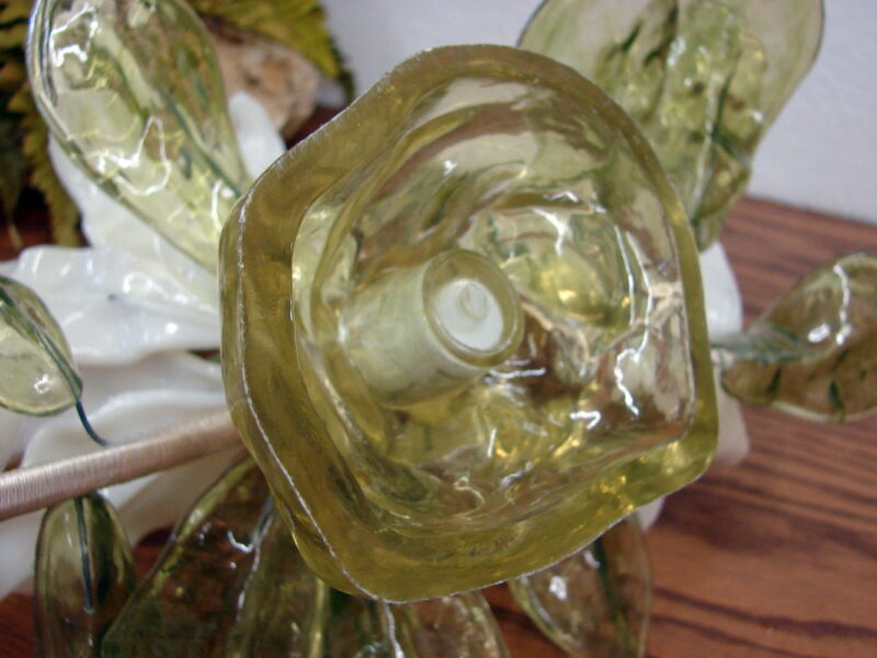 MCM Retro Lucite White Lily Flower Candle Holder Floral Arrangement, Moose-R-Us.Com Log Cabin Decor