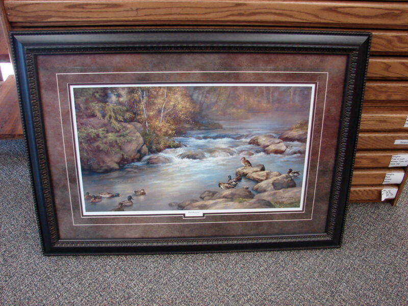 Large Fall Hangout Russ Docken Framed Matted Mallard Duck Waterfowl Picture, Moose-R-Us.Com Log Cabin Decor