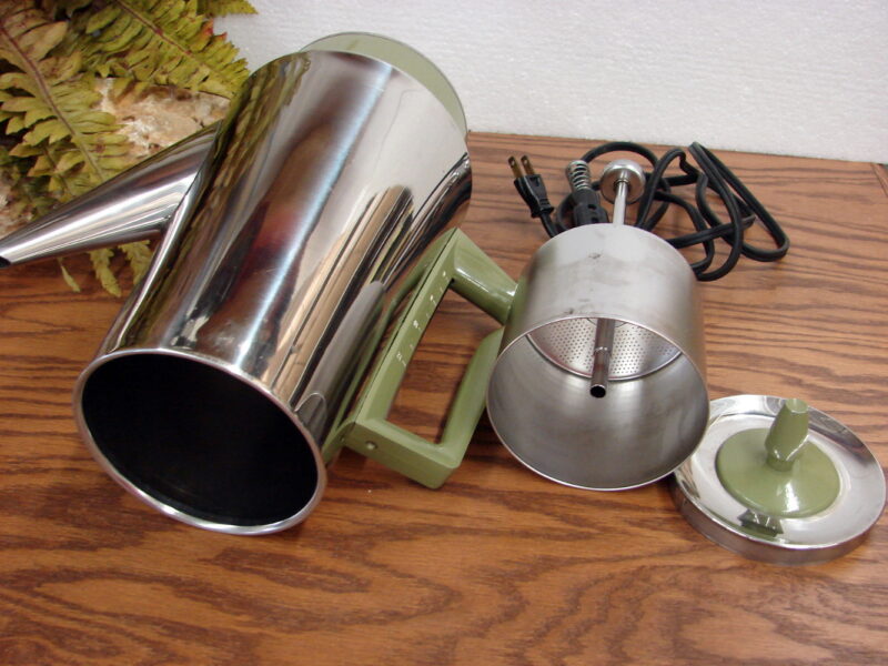 Vintage Retro Ward Signature Chrome Avocado Green Coffee Percolator Pot, Moose-R-Us.Com Log Cabin Decor