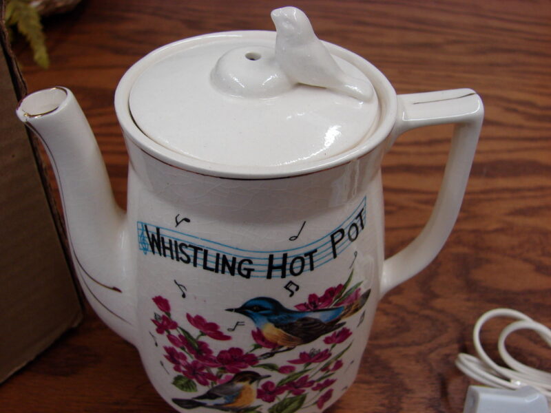 Vintage Porcelain Electric Hot Water Heater Tea Coffee Whistling Pot, Moose-R-Us.Com Log Cabin Decor