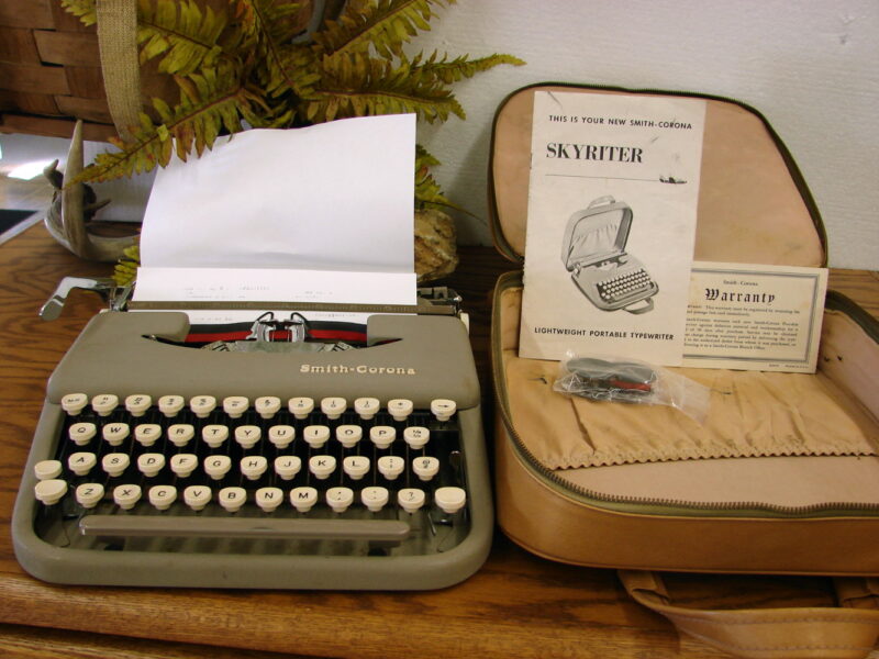 Vintage Smith Corona Skyriter Manual Typewriter Case Ribbon Book, Moose-R-Us.Com Log Cabin Decor