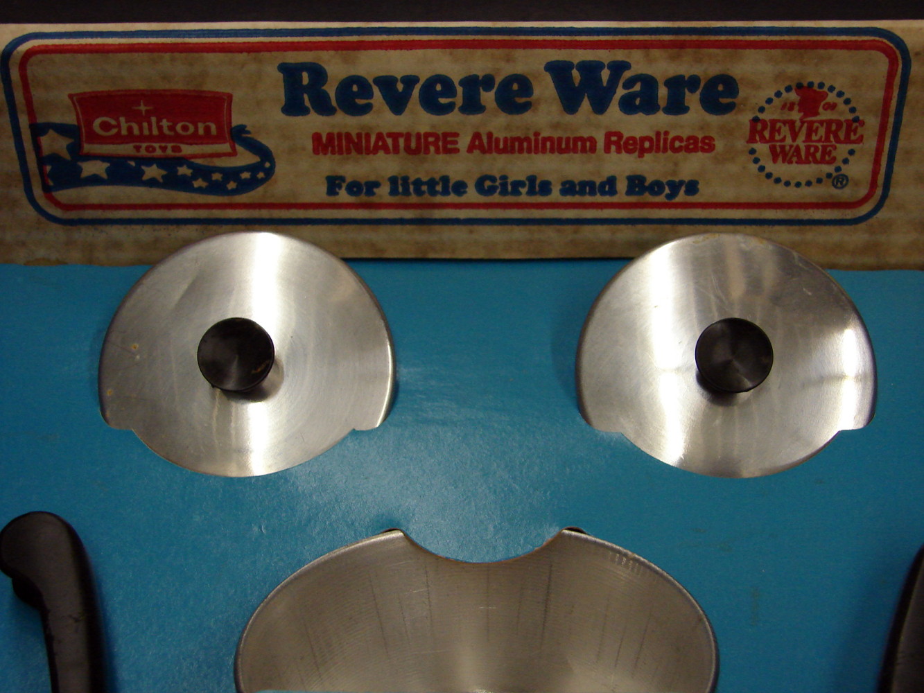 Vintage Copper Bottom Revere Ware Toy Childs Size 7 pc Cookware Set NIB - Image 2