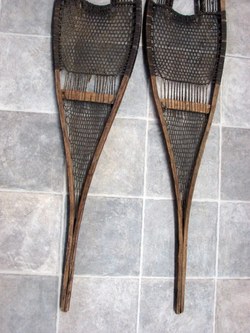 Rare Antique Snow Shoe 60&#8243; Tight Weave Native American Indian Cree Snowshoes, Moose-R-Us.Com Log Cabin Decor