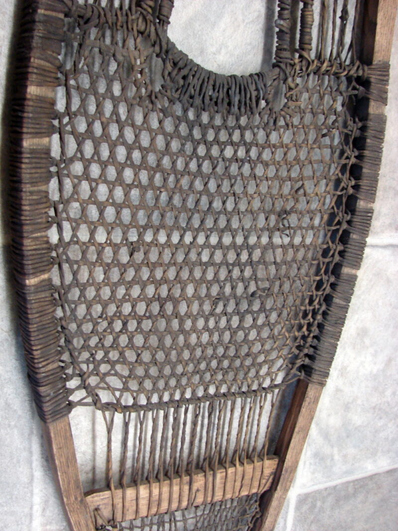 Rare Antique Snow Shoe 60&#8243; Tight Weave Native American Indian Cree Snowshoes, Moose-R-Us.Com Log Cabin Decor