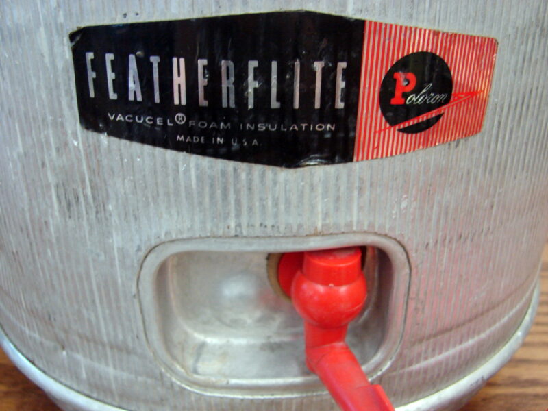 Vintage Featherflite USA Ribbed Aluminum Cooler Water Fountain, Moose-R-Us.Com Log Cabin Decor