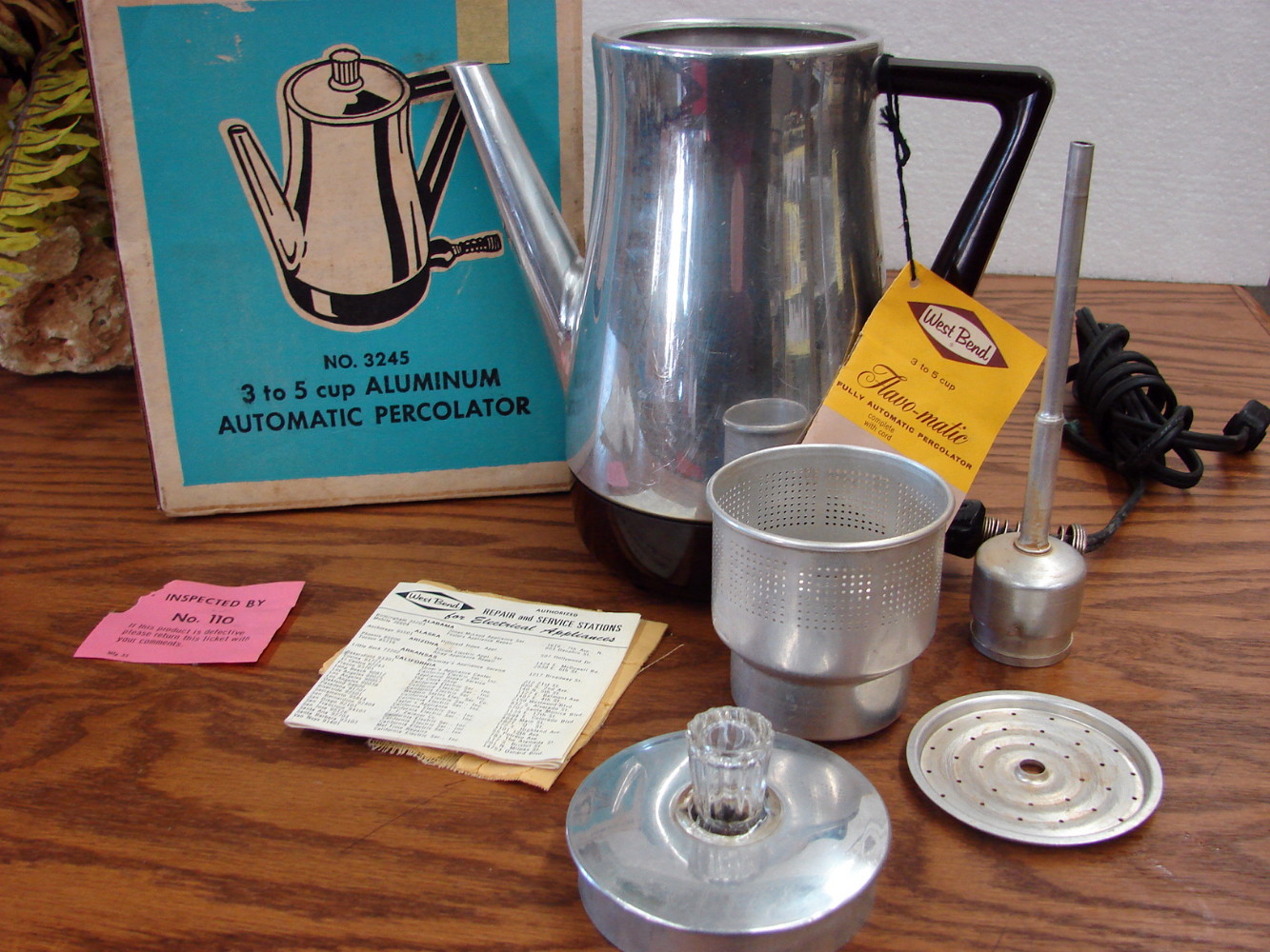 Vintage Empire 1 Cup Aluminum Electric Coffee Percolator 63-T