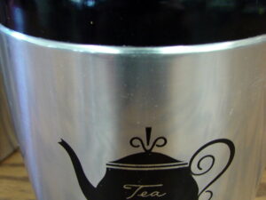 Vintage MCM West Bend Aluminum Tea Canister w/ Black Accents