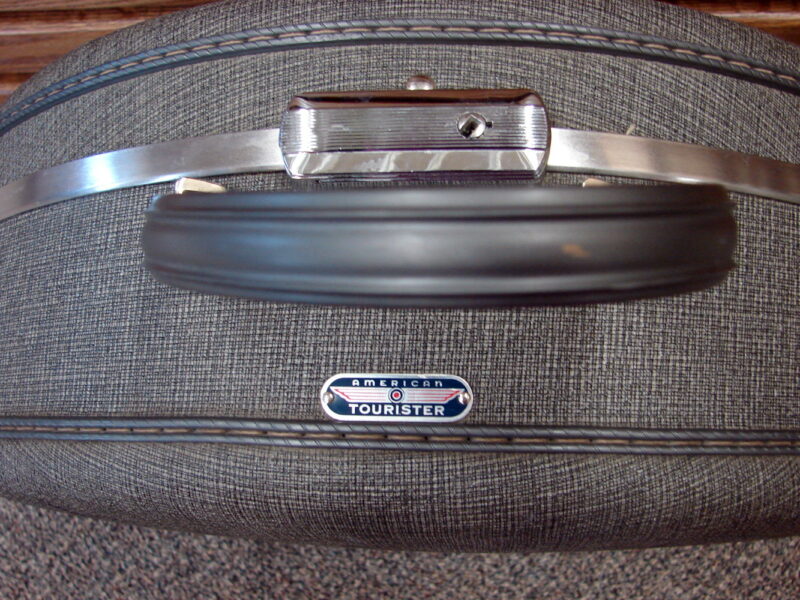 Vintage American Tourister Round Suitcase Luggage Tri-Taper Train Hat Box, Moose-R-Us.Com Log Cabin Decor