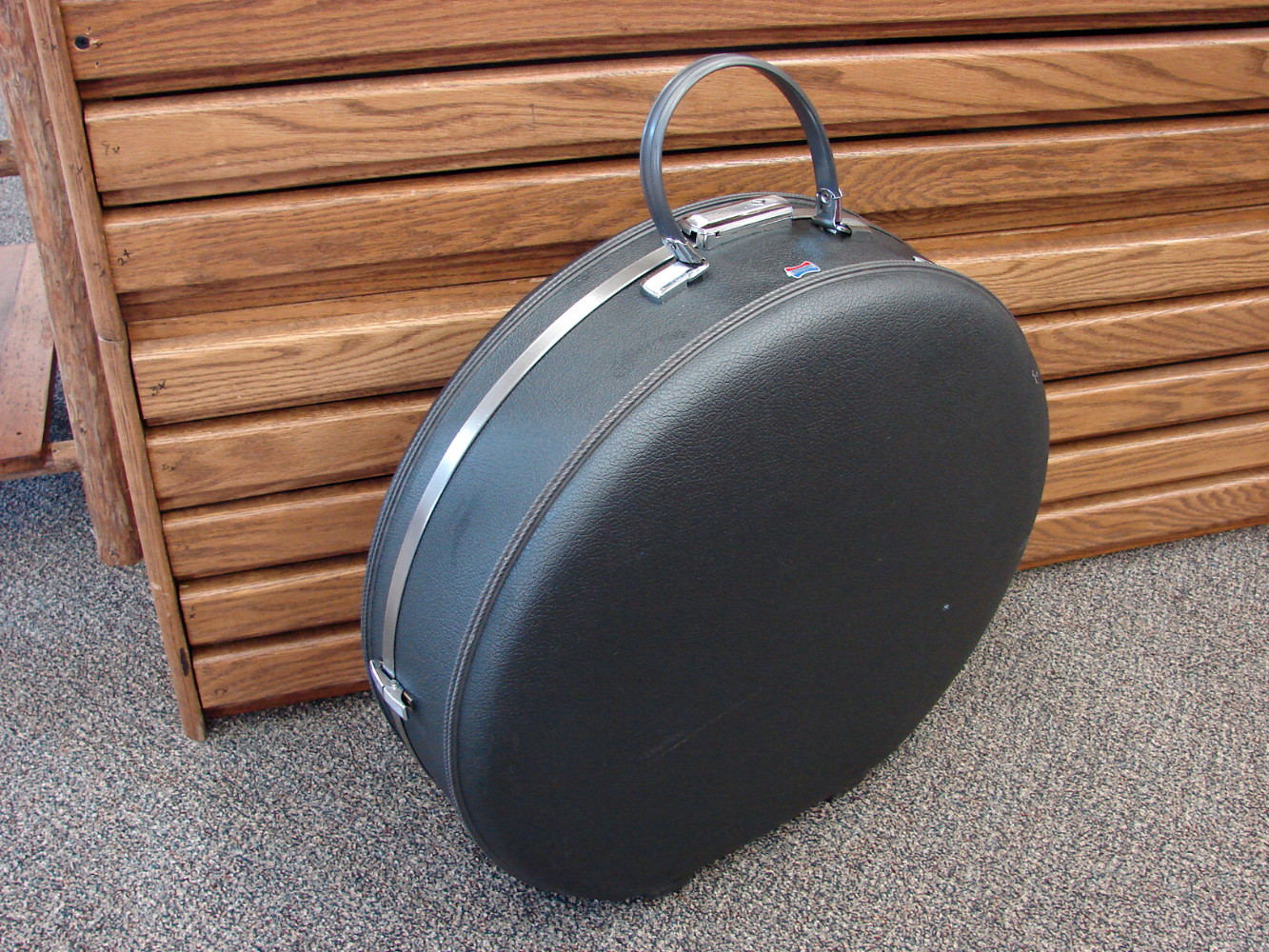 Vintage American Tourister Round Suitcase Luggage Tiara Train Hat Box -   Log Cabin Decor