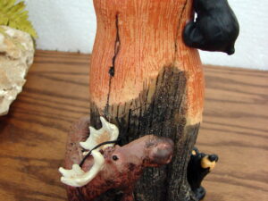 New Big Sky Carvers Bearfoots Bears Jeff Fleming Tree Stump Bear Moose Vase