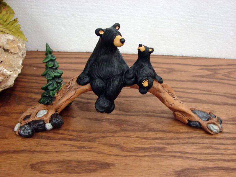 New Big Sky Carvers Bearfoots Bears Jeff Fleming The Bridge Ma and Baby Bear, Moose-R-Us.Com Log Cabin Decor