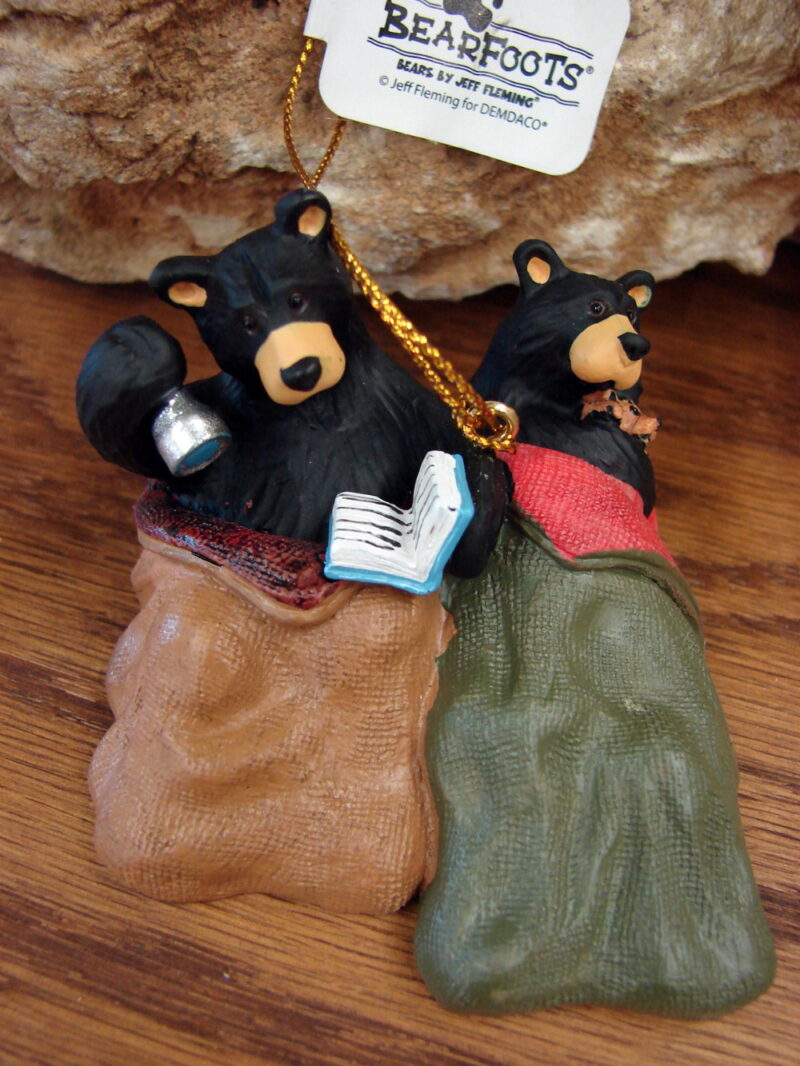 New Big Sky Carvers Bearfoots Bears Jeff Fleming Camping Sleeping Bag Camp Out Ornament, Moose-R-Us.Com Log Cabin Decor