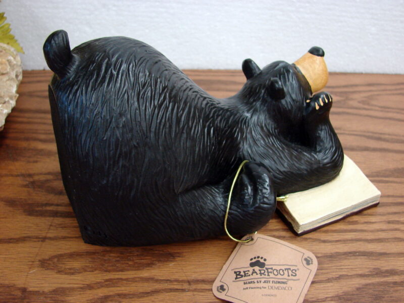 New Big Sky Carvers Bearfoots Bears Jeff Fleming Dreaming of a Good Book Bookend, Moose-R-Us.Com Log Cabin Decor
