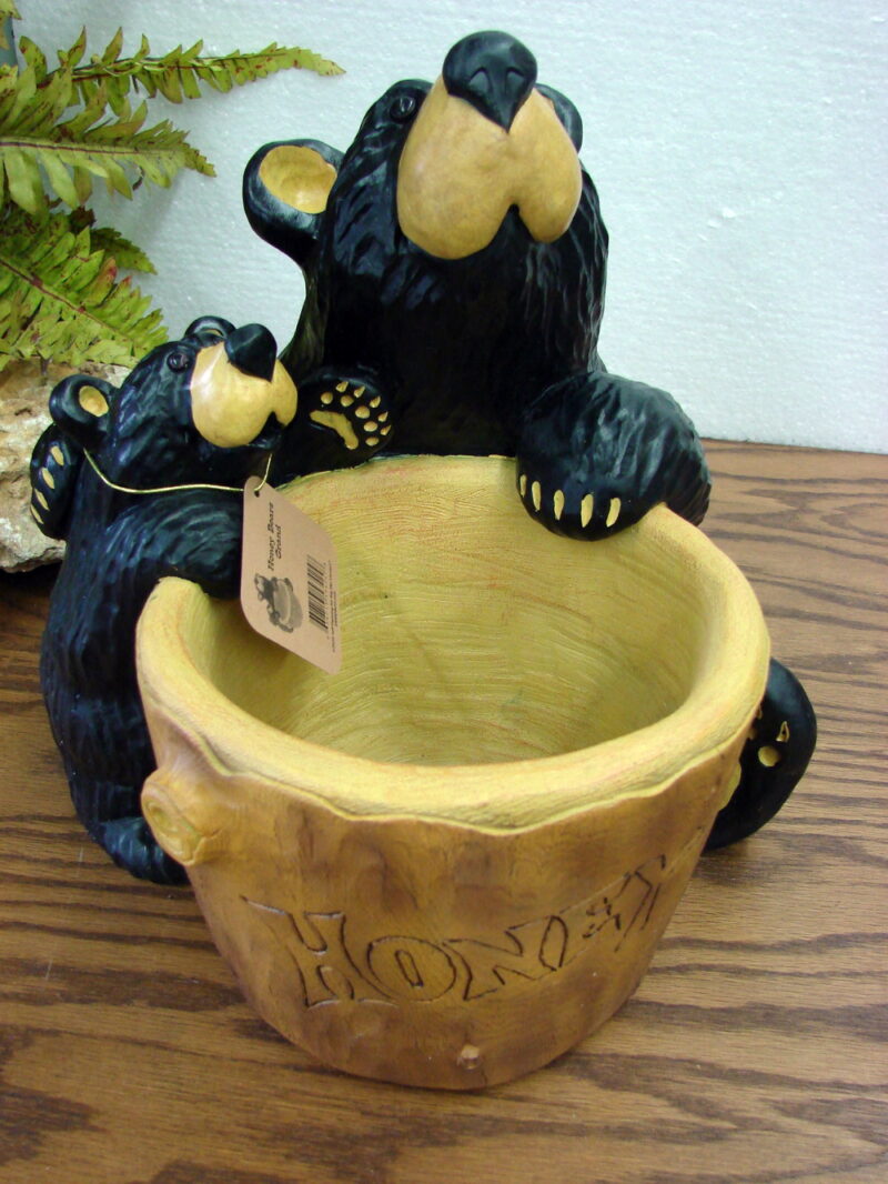 New Big Sky Carvers Bearfoots Bears Jeff Fleming Grand Honey Bears Pot, Moose-R-Us.Com Log Cabin Decor